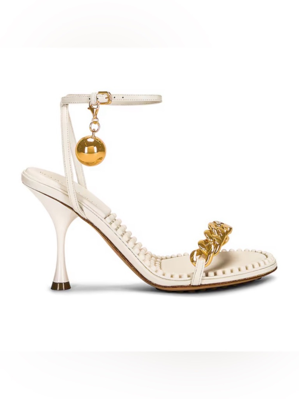 NEW!! Bottega Veneta Women's Ivory Dot Ankle Strap Sandal Shoes Size 37.5